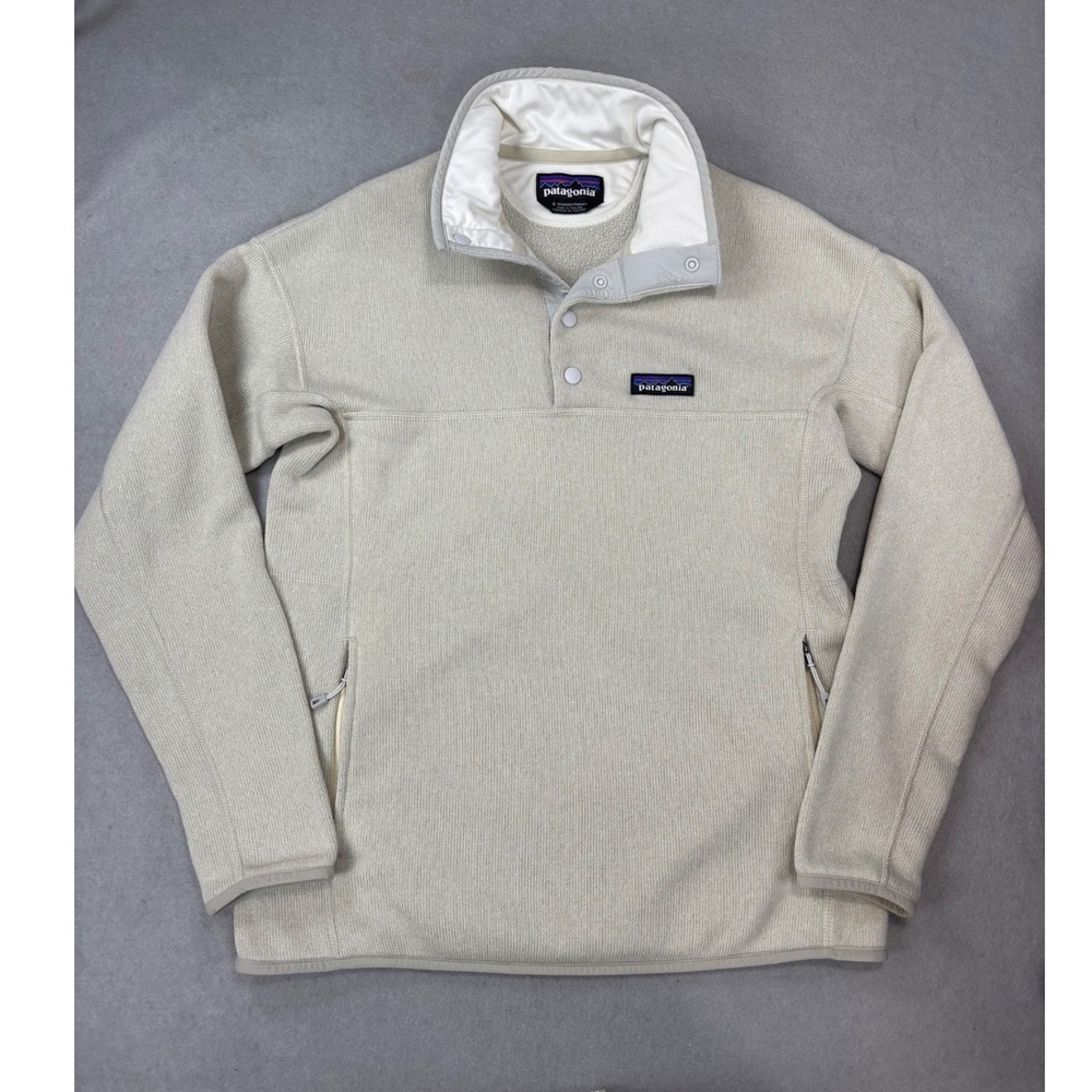 Patagonia Womens Small 1/4 Snap Better Sweater Marsupial Pullover Bleached Stone